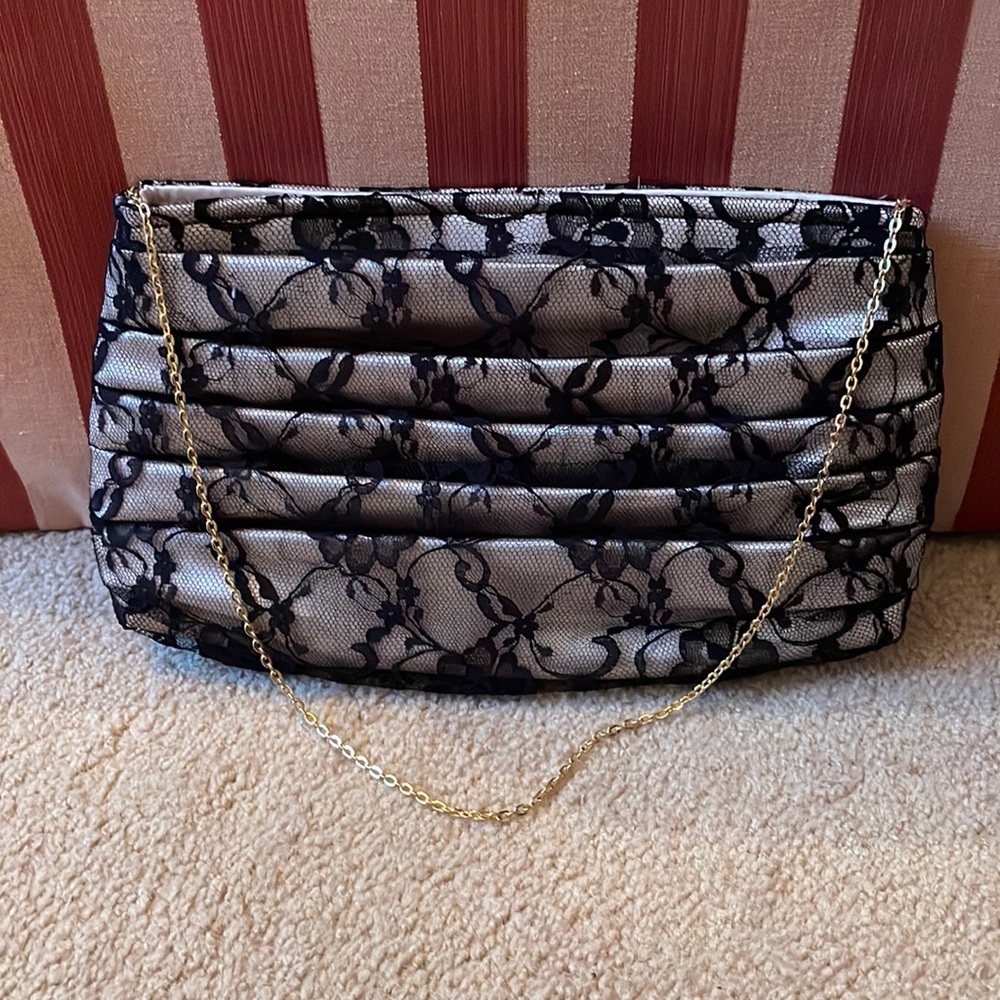 Black and white bag with flowery designs